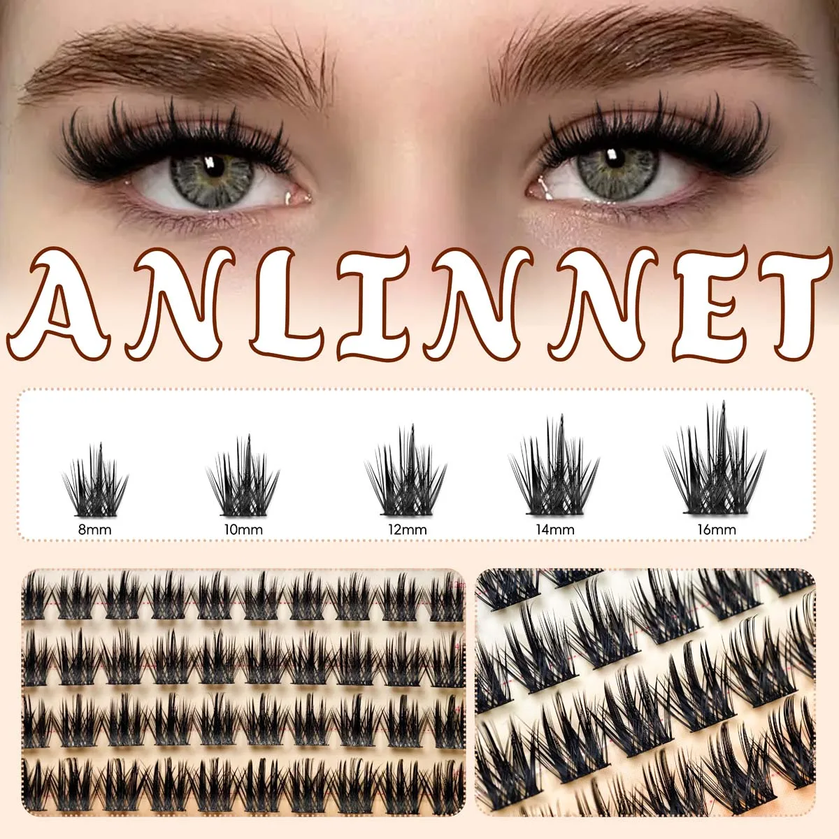 120 Clusters DIY Cluster Lashes, 8-16mm Mixed Length C Curl, Handmade 3D Fluffy Segmented Lashes, Natural Layered Voluminous Eye
