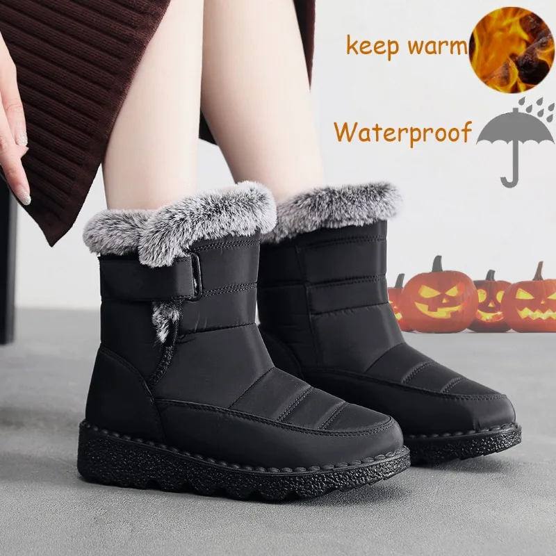

Winter Comfortable Women's Boots 2023 Women Warm Boots Outdoor Non-slip Waterproof Boots Plus Size 36-45 Cotton Shoes for Women