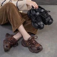 2026 Autumn New Casual Outdoor Sports Lace Up Sneakers Lightweight Soft Sole Comfortable Genuine Leather Women's Shoes - Image 3