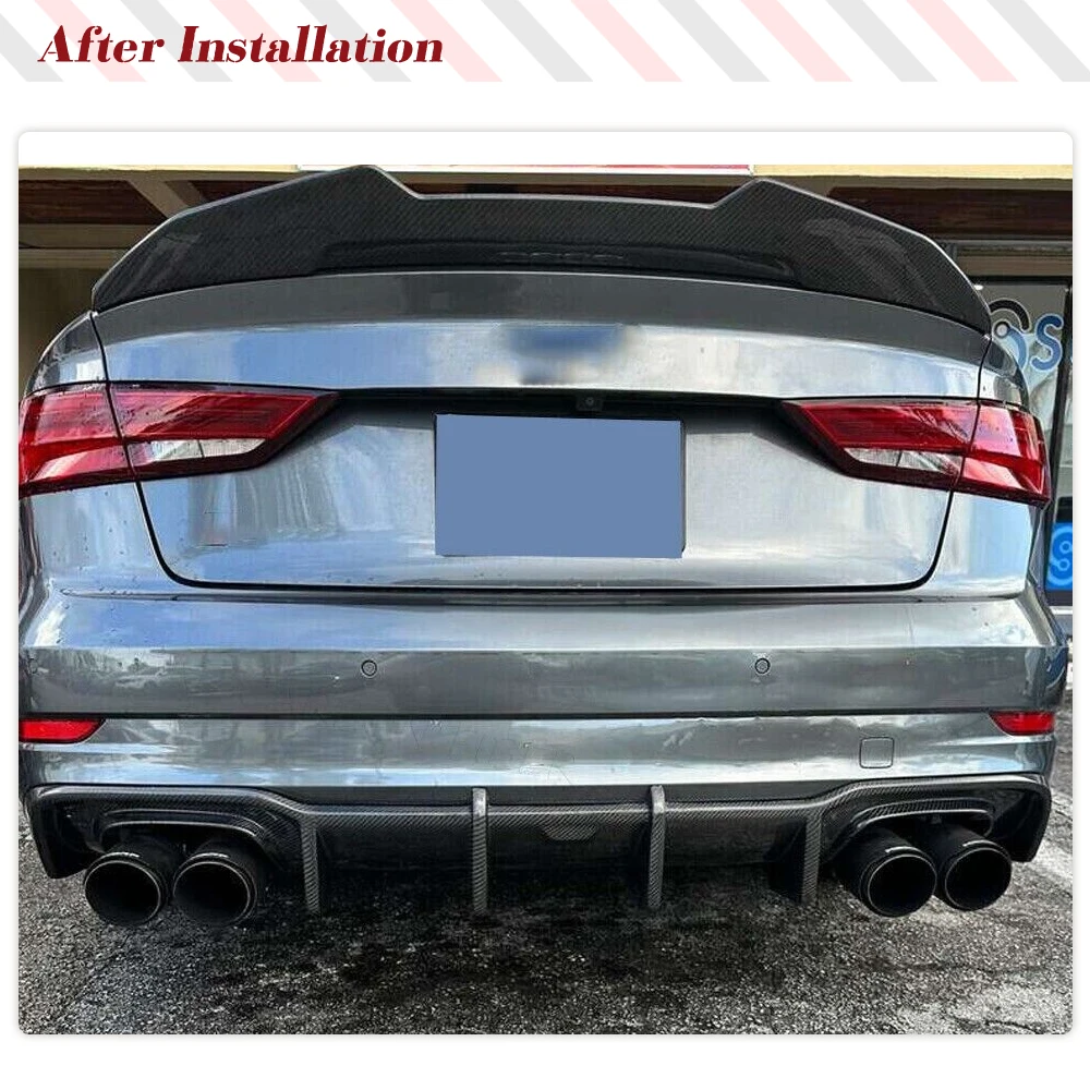 Carbon Fiber/FRP Car Rear Bumper Lip Spoiler Diffuser For Audi A3 Sline S3 Sedan 8V.5 2017-2020 Rear Bumper Guard Body Kits