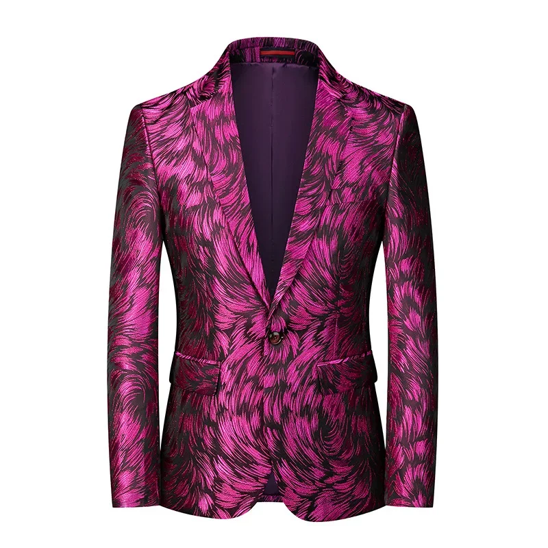 

2023 Men's New Printed Suit Banquet Business Casual Large One Button Suit Top Coat