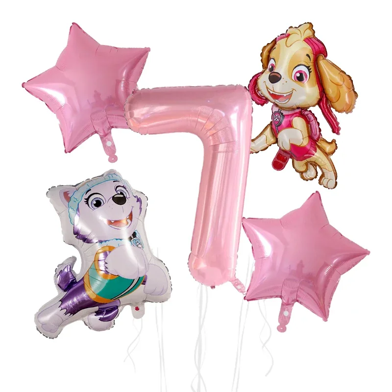 5 Stück Anime Paw Patrol Aluminiumfolienballons Set mit Zahlen für Kindergeburtstag, Partydekoration, Babyparty-Geschenke und Zubehör – Detail 8