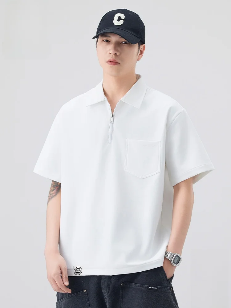 

Loose Fit ort Sve White irt Men's Summer Faion T-irt Casual Youth Polyester Fiber Five Button Design