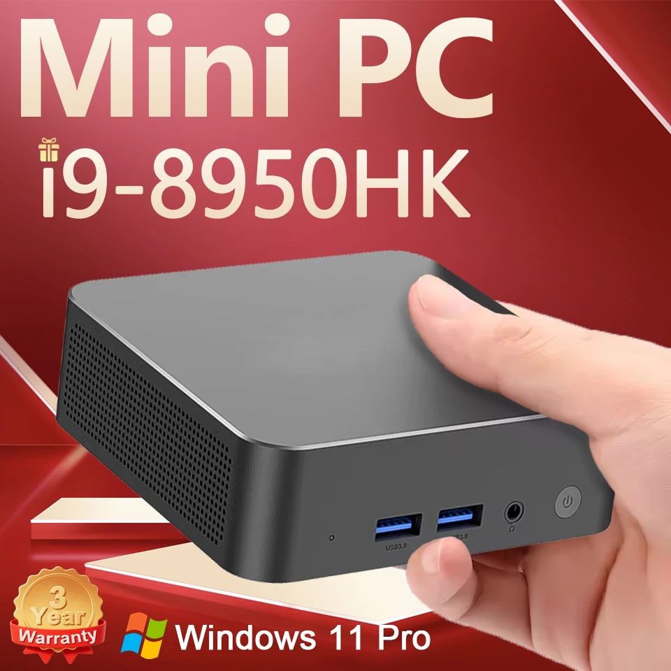 

Портативный мини-ПК Core i9 8950HK Windows 11 Pro DDR4 16 ГБ SSD 1 ТБ 2 ТБ Компьютерный геймер Wifi 6 BT5.2 Офисный UHD Настольный ПК