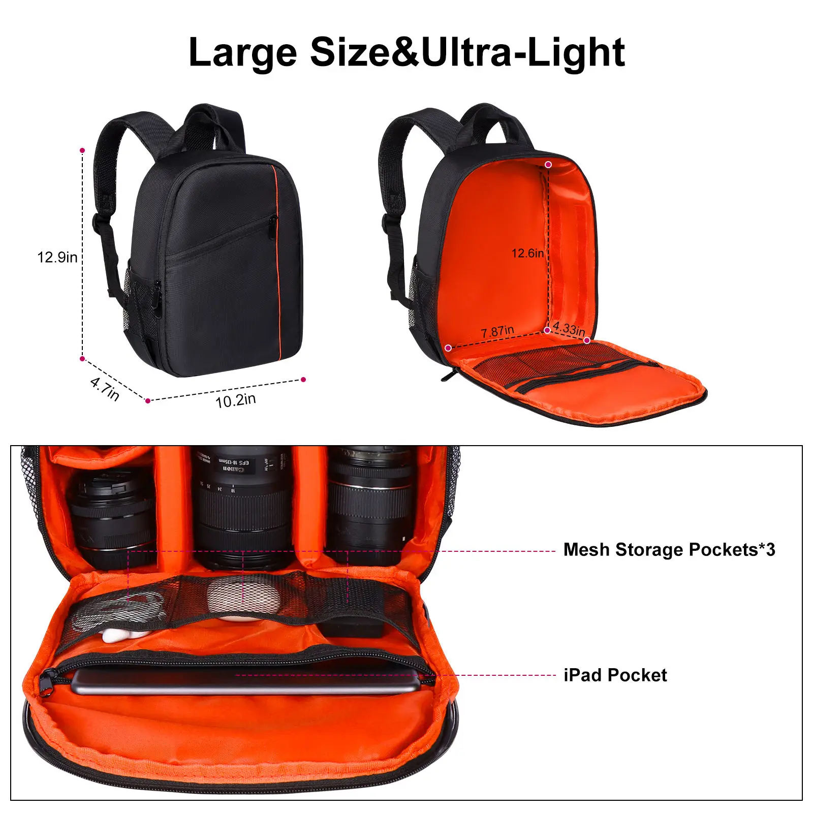 حقيبة ظهر مخصصة للكاميرا بشعار شخصي مقاوم للماء من النايلون حقيبة تصوير قابلة للتخصيص متعددة الوظائف للسفر في الهواء الطلق