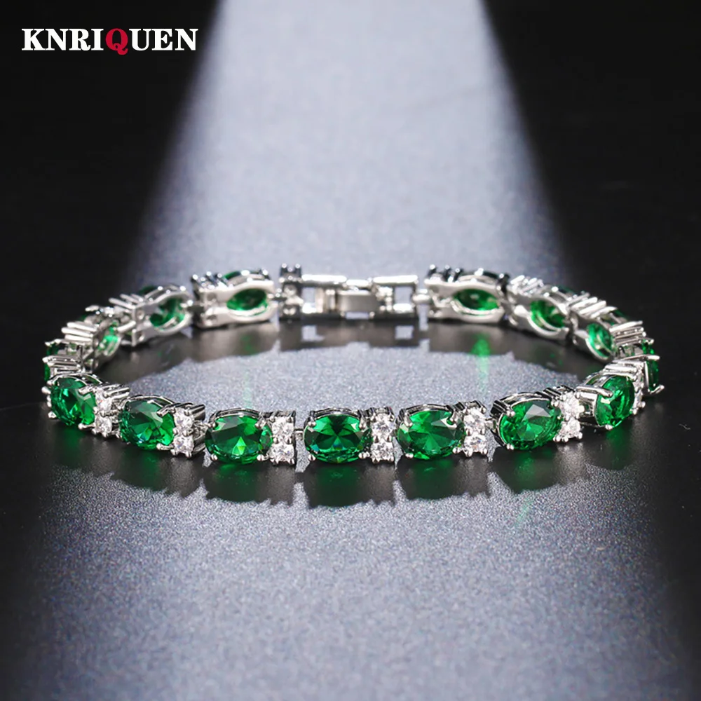 2023 New Emerald Ruby Sapphire High Carbon Diamond 5A Zircon Bracelets for Women Gemstone Party Fine Jewelry Anniversary Gift