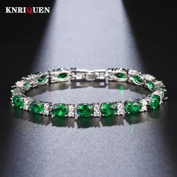 2023 New Emerald Ruby Sapphire High Carbon Diamond 5A Zircon Bracelets for Women Gemstone Party Fine Jewelry Anniversary Gift