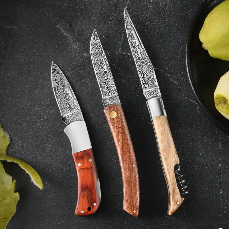 New folding knife, high-end outdoor portable pocket knife, high hardness camping barbecue knife, cutting meat, fruit knife