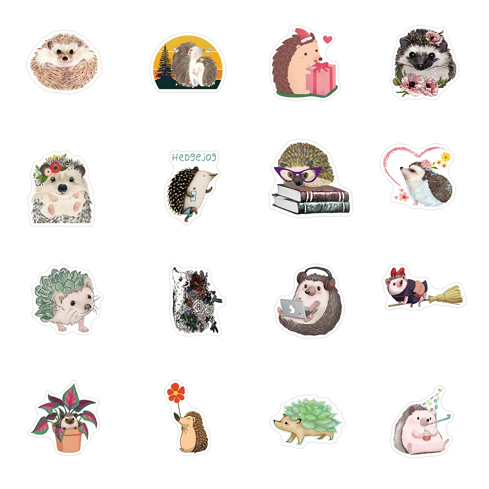 10/30/50pcs Cute Animal Hedgehog Stickers Decals Laptop Suitcase Notebook Guitar Skateboard Phone Decoration Sticker Kids Toys