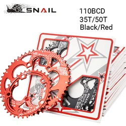 SNAIL 110BCD Chainring MTB Road Bike Chainwheel Plate Double Oval Bicycle 50T/35T Chain Ring 9-11S Ultralight Bike Parts