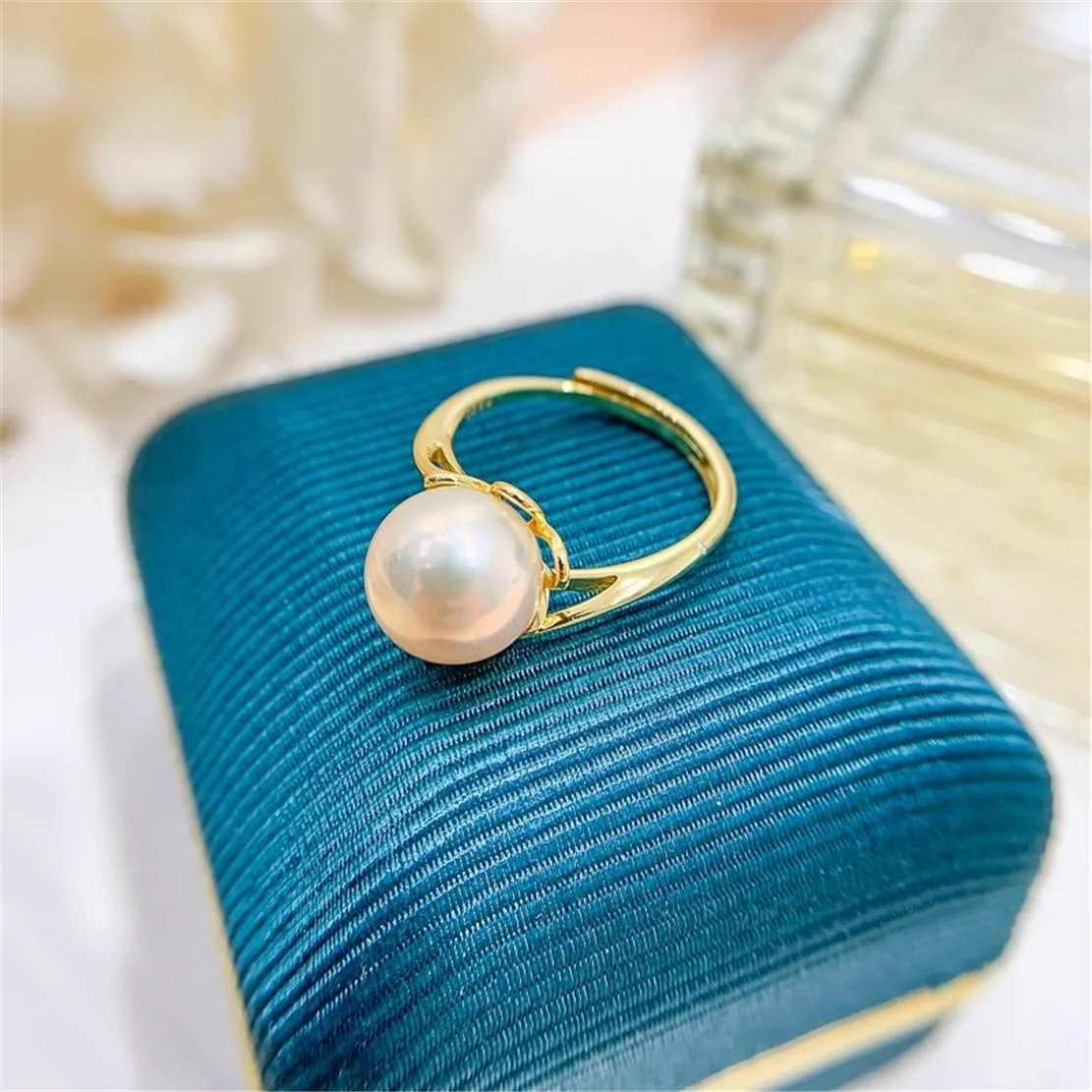 

S925 Silver Sterling Ring Inlaid Zirconia Half Hole Pearl Ring Base Resizable Design DIY Handmade Fine Jewelry Ring Accessories