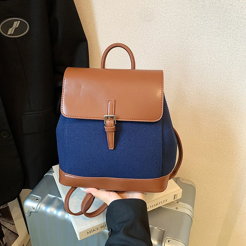 2025 new style urban casual color-blocking backpack for women niche, fashionable and versatile small backpack for commuting