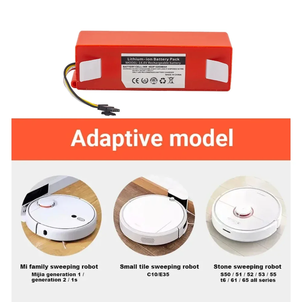 Sweeper Battery BRR-4s2p-5200D for XIAOMI Roborock S50 S51 S55 T60 Sweeping Mopping Robot Vacuum Cleaner 5200mAh/7000mAh li-ion