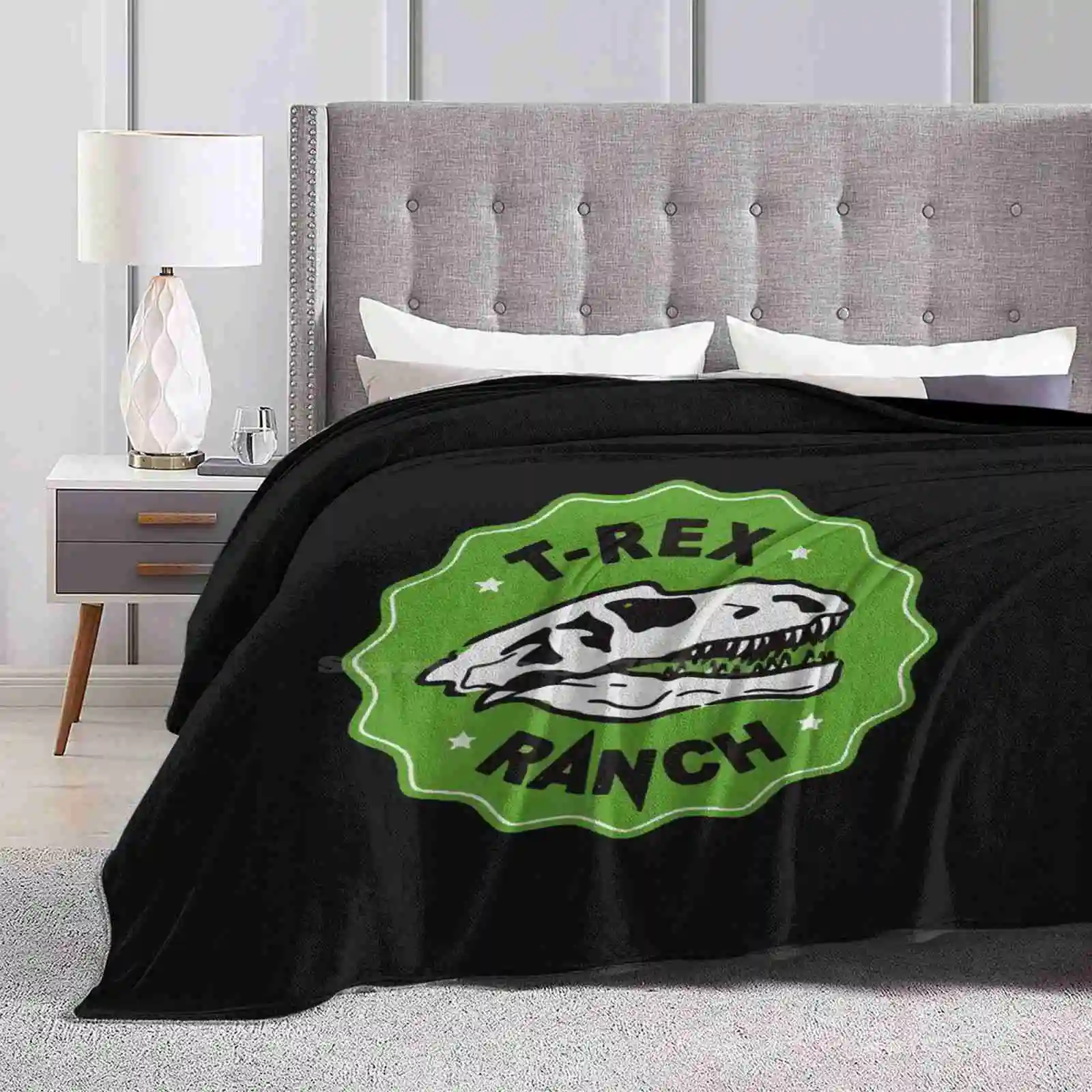 T-Rex Ranch Hot Sale Printing High Qiality Warm Flannel Blanket T Rex Ranch Logo Monster Animal Popular Trend Awesome Cool Love