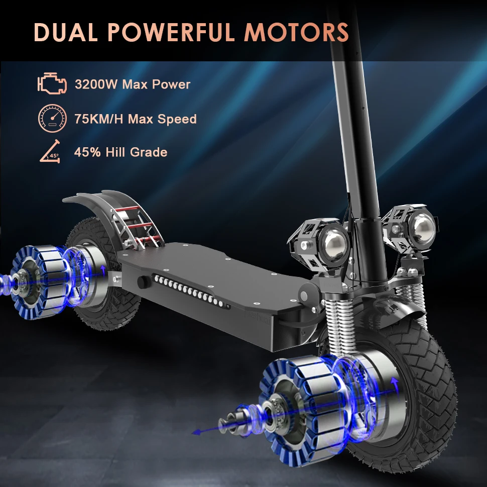 60V 3200W Dual Motor Electric Scooter Maximum Mileage 70 KM E Scooters Maximum Speed 75KM/H электросамокат Max Load 440 LBS