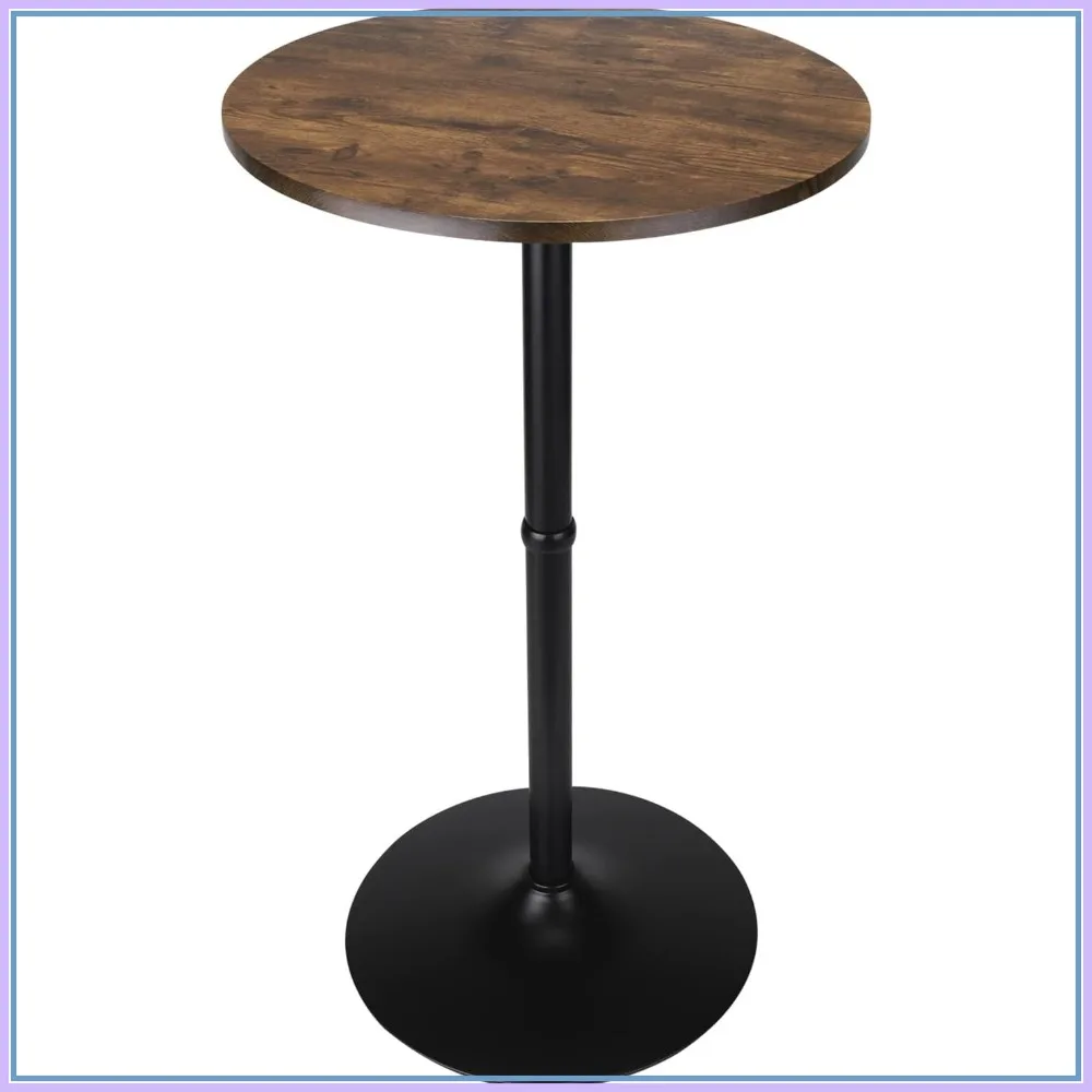 

Rustic Brown Leopard MDF Round Top Bar Table, 41 Inches High with Silver Base