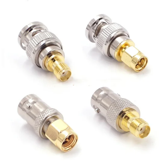 Conector SMA macho/hembra a BNC macho/hembra, adaptador RF Coaxial, cobre chapado en oro