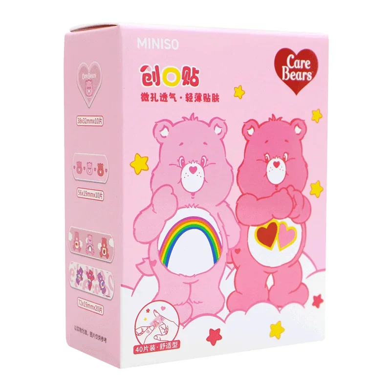 MINISO Kawaii Mikko Care Bears Waterproof Band-Aid 40Pcs Anime Sanrio Girly Heart Cute Microporous Breathable Band-Aid