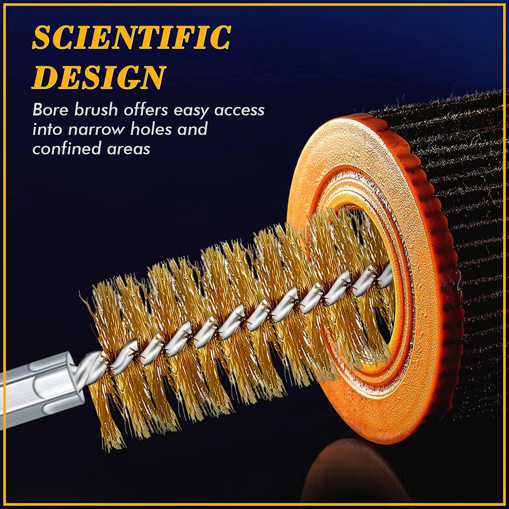 6PC 스틸 보어 와이어 브러시 손잡이를 가진 트위스트 와이어 스테인레스 스틸 청소 브러시 전원 드릴 충격 드라이버를 위한 1/4 육각