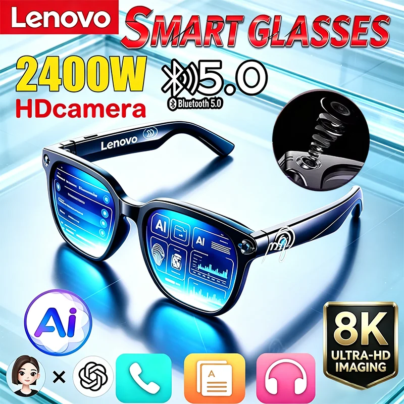 Lenovo AI Smart Kamera-Brille Bluetooth Touch-Steuerung Sprachaufzeichnung Echtzeit-Übersetzer Freisprecheinrichtung Smart Eyewear 2026 – Detail 1