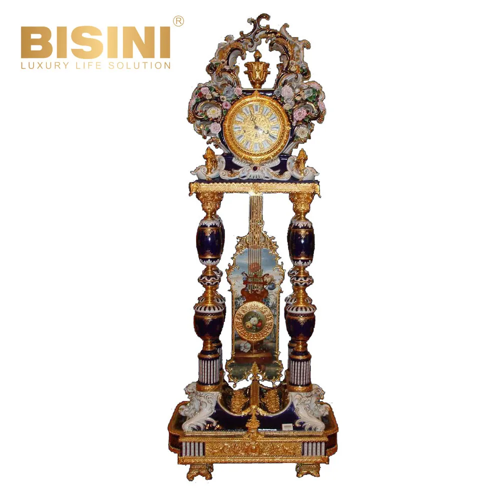 Exquisite Craftsmanship Pattern Ceramic Character Decoration Clock French High-end Villa Home Use Light Luxury Tabletop Clock