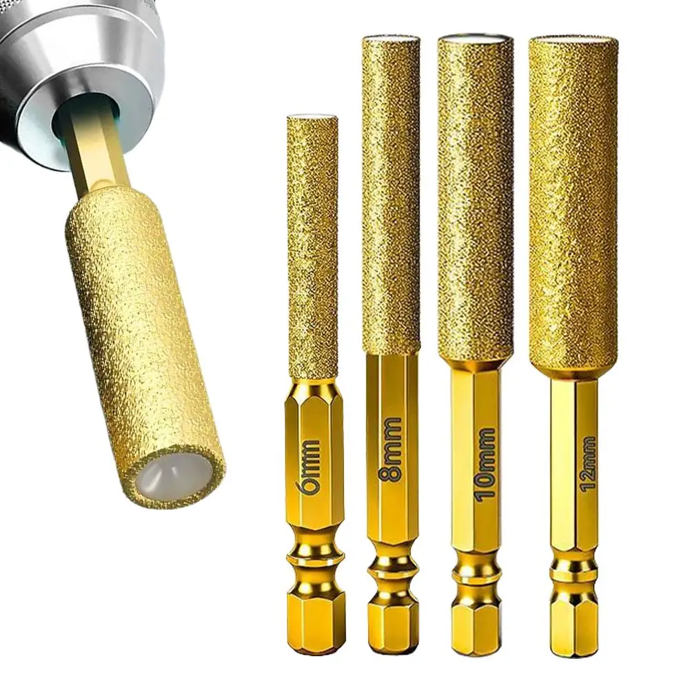 Hex Shank Dry Drill Bit 2-in-1 Glass & Stone Drilling and Grinding Tool, All-in-One Hole Saw and Grinding Head for Tile, Marble
