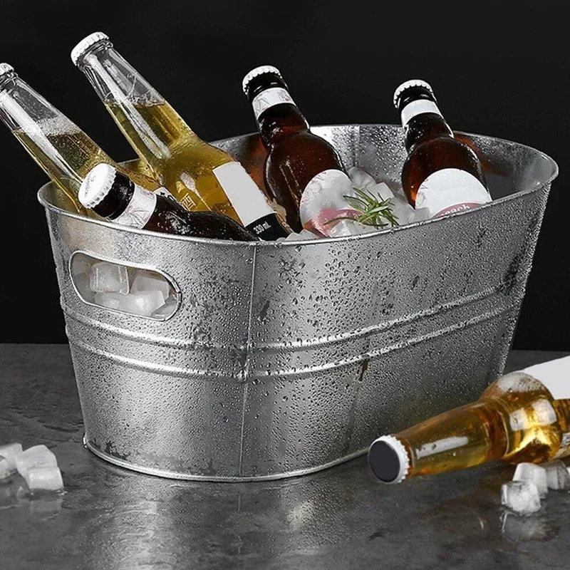

Hot Stainless Steel Ice Galvanized Cube Storage Bucket Beer Wine Bucket Bar Ice Bucket Container Champagne Can Champagne Chiller