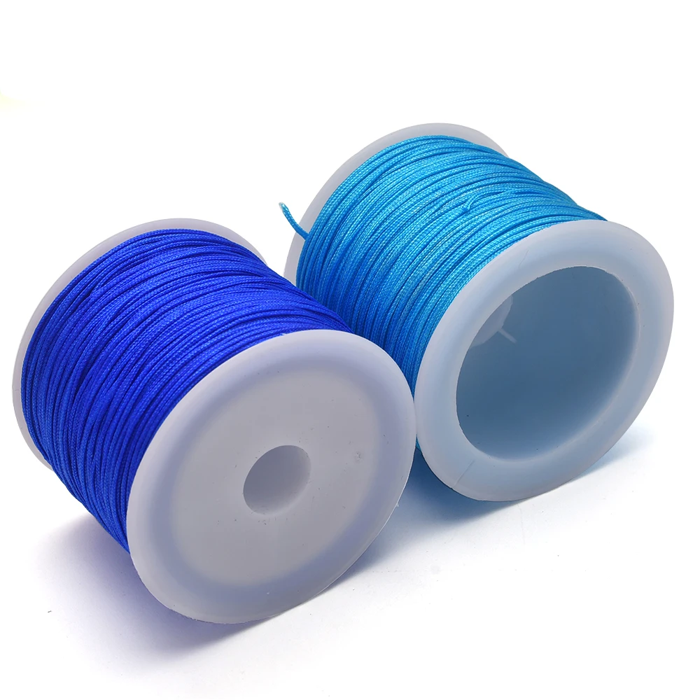 50 Yards 0,8 mm Bastel-Nylonschnur für Schmuckherstellung, Perlenarbeiten, geflochtene Nylon-Satinschnur für Armbänder, Rattail-Besatz, chinesischer Knoten – Detail 6