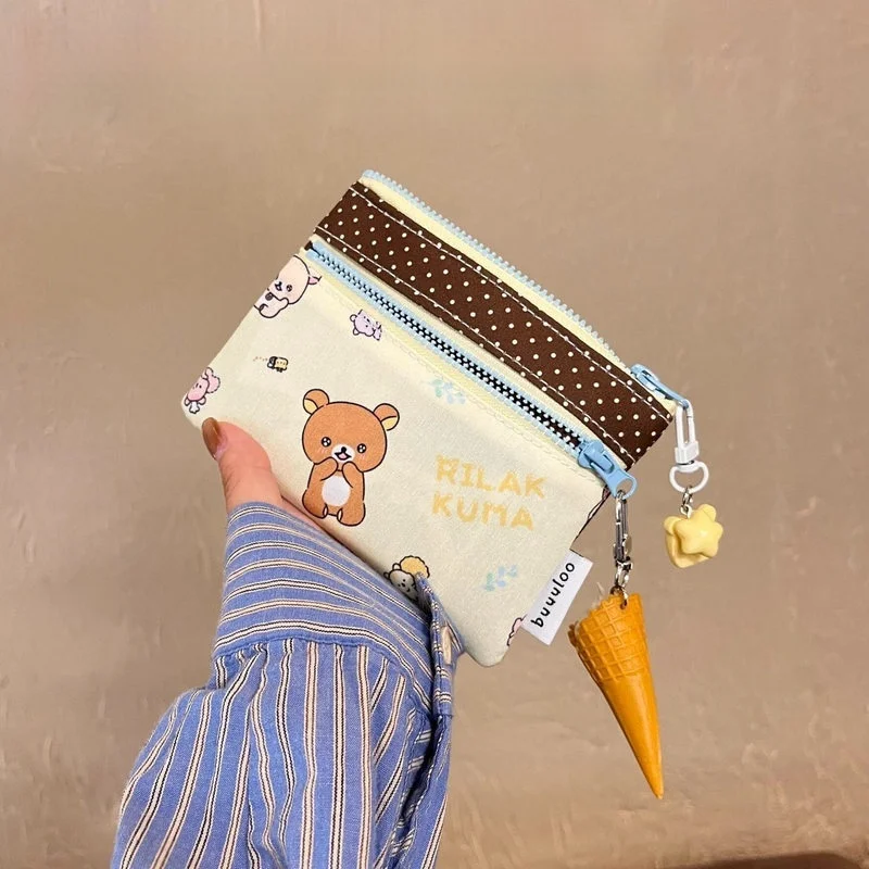Nouvelle Pochette à Monnaie Zippée Rilakkuma, Porte-Cartes, Sac de Rangement pour Documents, Portable, Nouveau Style 2025, Imprimé Mignon, Usage Quotidien pour Femmes
