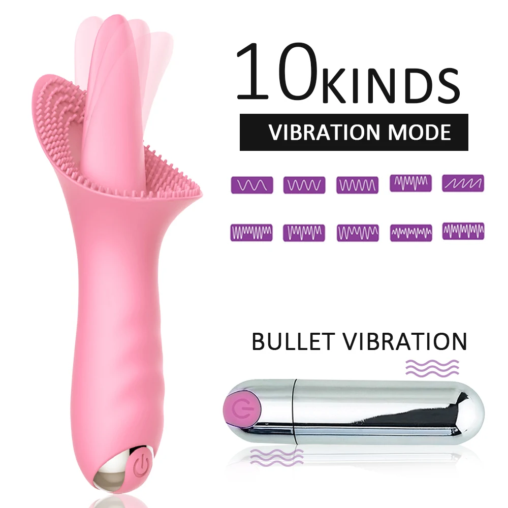 10 Speed Silicone Innovative G-spot Vibrator Rechargeable Tongue Massage Vibrating Quiet Clitoris Stimulator Sex Toys for Women