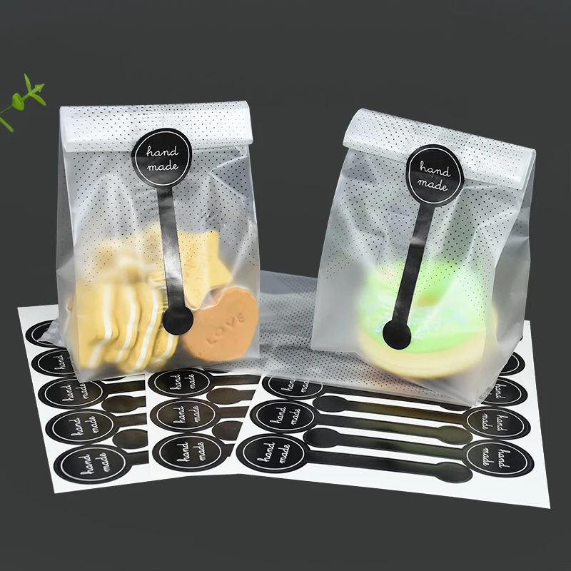 50/100Pcs Adhesive Long Style Hand Black Pudding Sticker Handmade Cake Packaging Sealing Label Kraft Baking DIY Gift Stickers view 2
