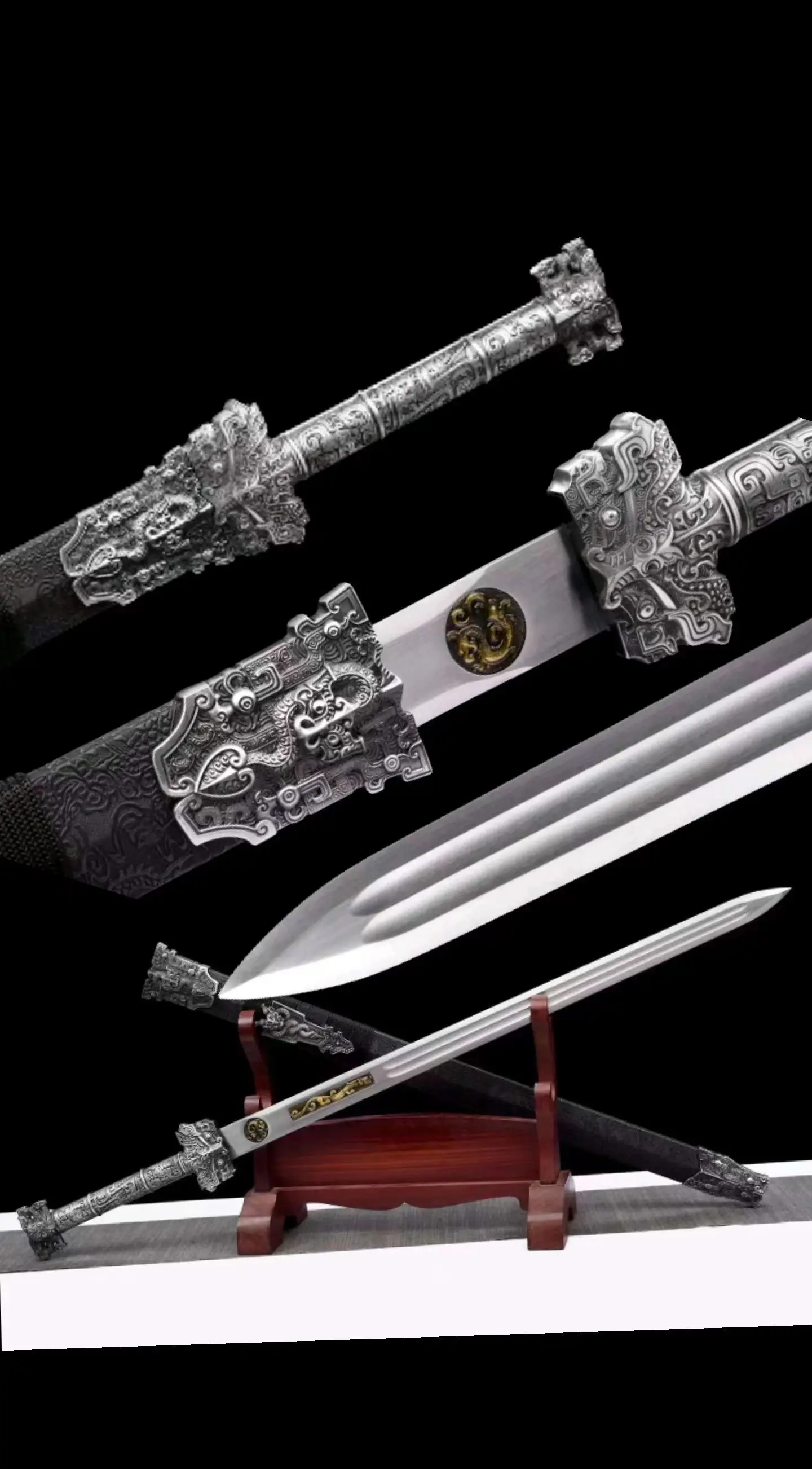 King Han Battle Sword,Aluminum Alloy Fittings,Handmade Multi Refined High Manganese Steel Blade,Metal Integrated Handle,Unsharp