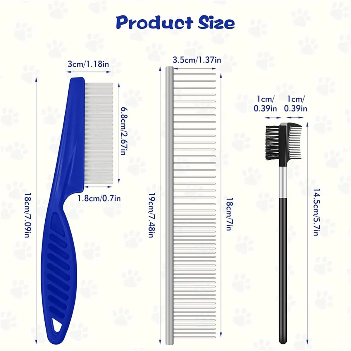 

Расческа-щетка для вычесывания шерсти, для кошек и собак, с мелкими и широкими зубьями, двусторонняя, для удаления слезных пятен.