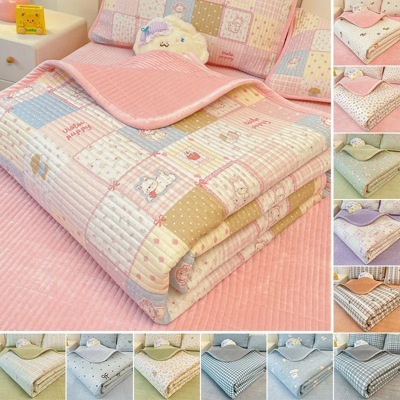 Spring Winter Warm Fleece Mattress Pad Thick Plush Cotton Topper Sofa Blanket for Bed Cold Weather Comfort Home Bedroom Decor