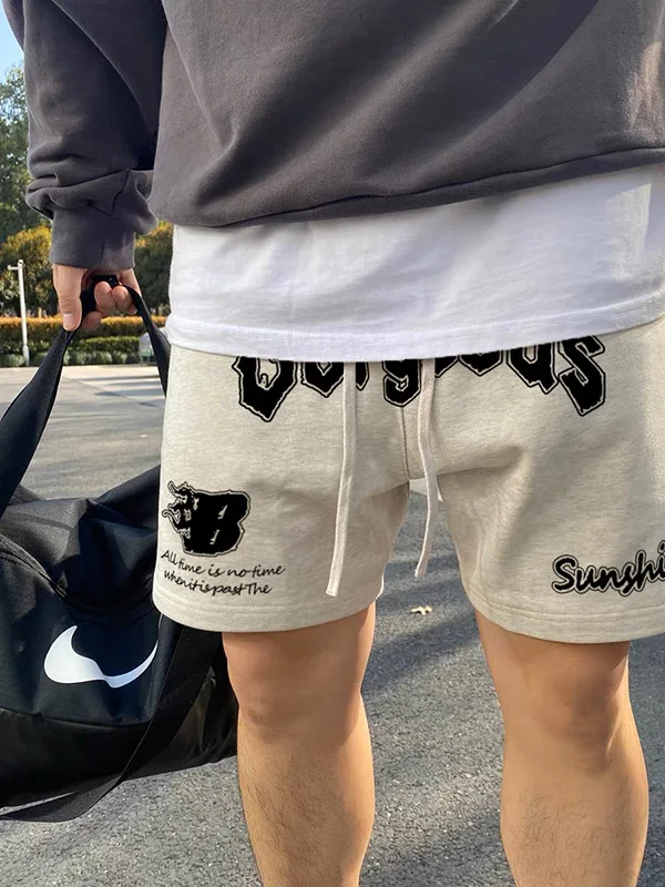 

American Sle Casual Sport Pants Men's Summer Loose Straight Leg Streetwear orts Five-Point Letter Print Faionable Youth