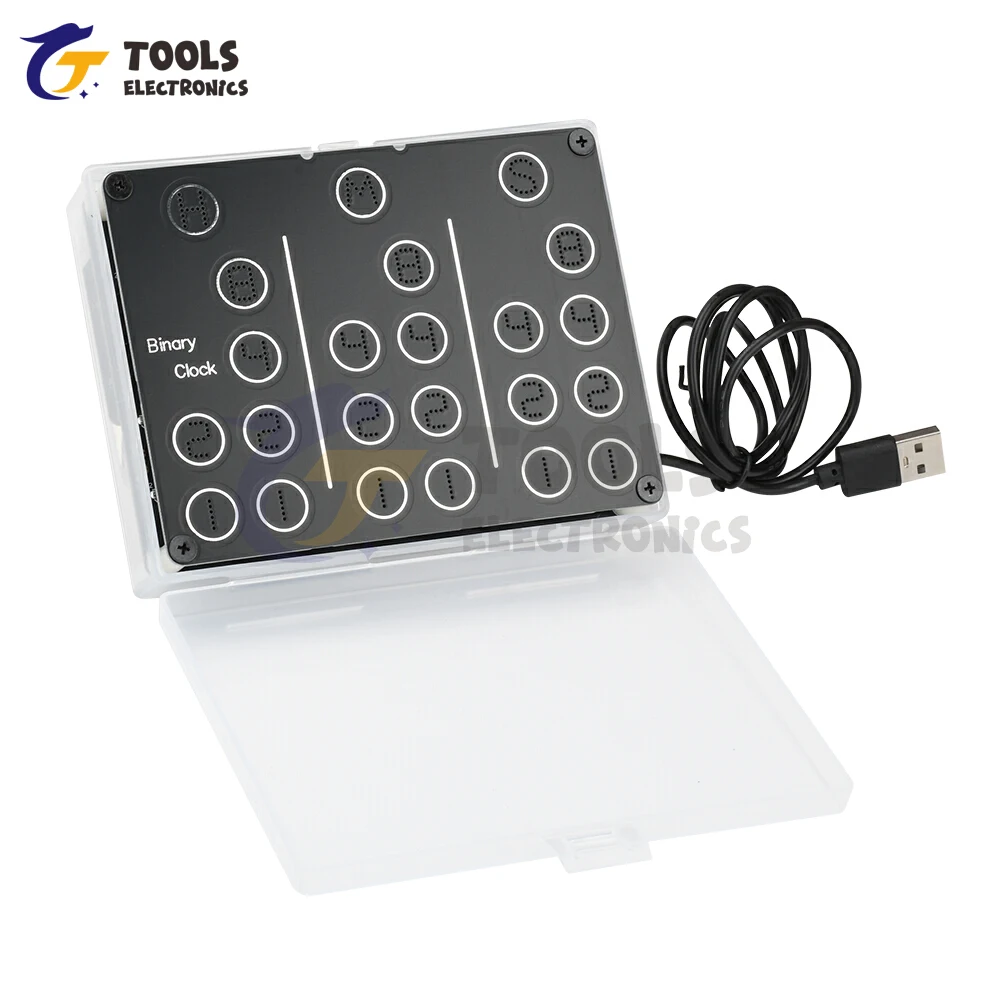 

DC 5V Binary Clock Electronic Clock Kit Creative Electronic Welding DIY Parts USB Interface for Learning Electronics