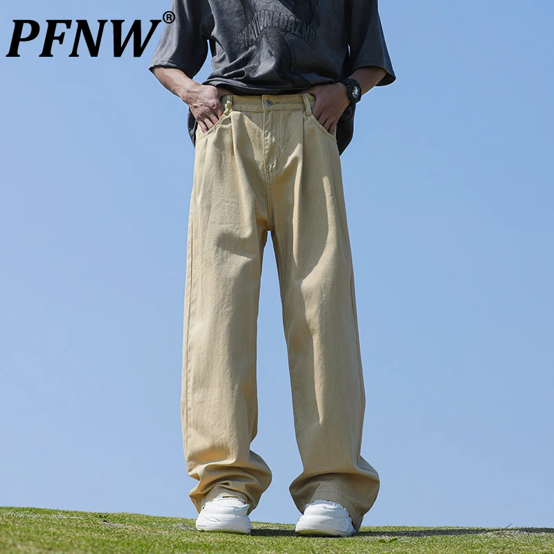 

PFNW Overalls Men's Summer New 2024 Korean Style Fashion Trend Solid Color Full Length Zipper Trousers Individuality Men 28W3235