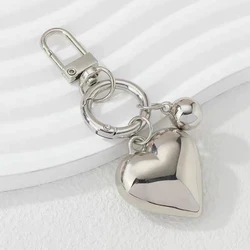 Y2K Fashion Big Puffy Hearts Little Ball Key Rings For Women Men Friendship Couple Gift Handbag Decoration Grunge Keychain