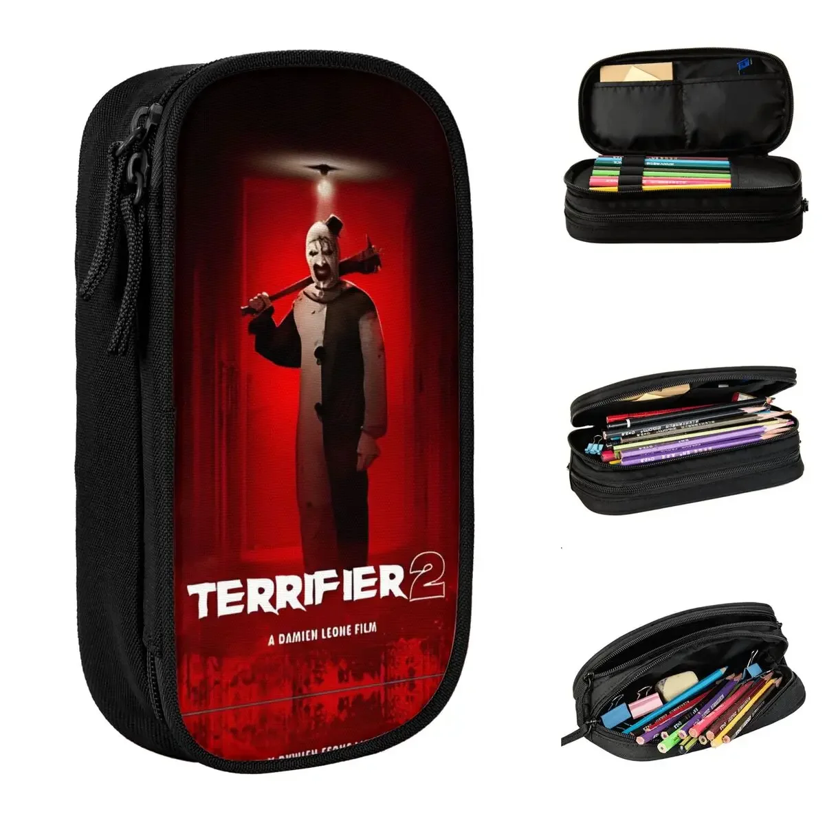 

Lovely Terrifier 2 Horror Film Pencil Cases Pencilcases Pen Box Kids Big Capacity Bags Office Zipper Stationery