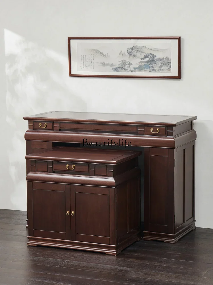 

66.Z.Solid wood household God of Wealth incense Zhongtang incense casket offering table Buddhist casket offering table simple