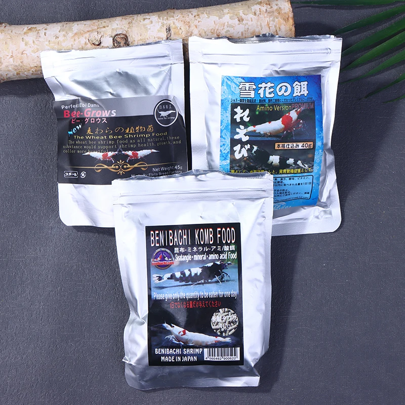 Nuevo 1 bolsa 35g cristal rojo camarones comida espinaca Natural ingrediente mixto acuario pecera acuario camarones comida