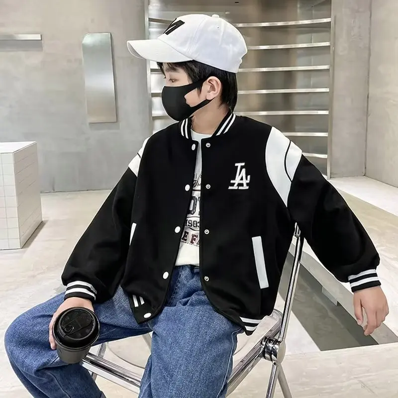 

Boys Jacket Children's Baseball Coat Spring Autumn Thin Outerwear New Round Neck Letter Clothes Kids Tops 4-14 Years Old