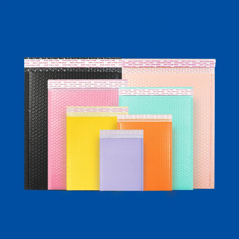 10Pcs 7 Sizes Small Bubble Bags Pink/Black/Blue Plastic Film Shipping Bag Shockproof Bubble Envelope for Gift/Jewelry Package