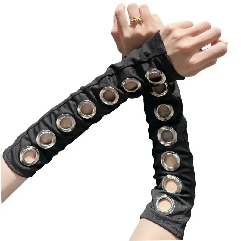 652F Breathable Arm Sleeves Punk Elastic Arm Covers for Women Teens Dancing Event