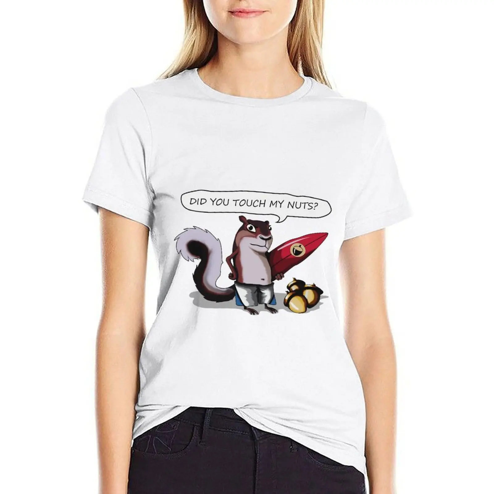 Did you touch my nuts Funny Chipmunk T-shirt oversized tees Women t shirt