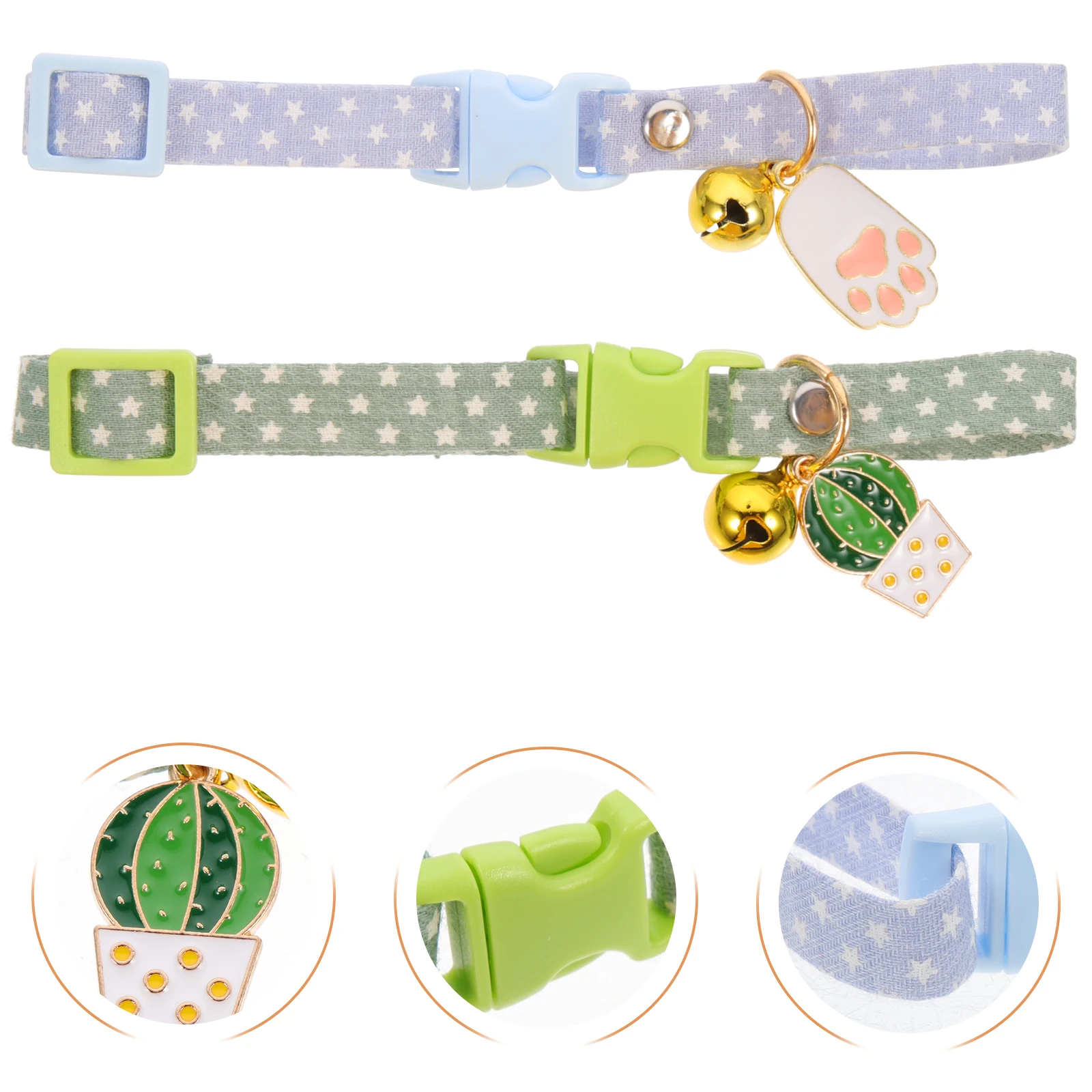 

2pcs Cat Collars Kitten Adjustable Lightweight Cotton Polyester Pet for Cats Cute Large Indoor Outdoor Training Hunting