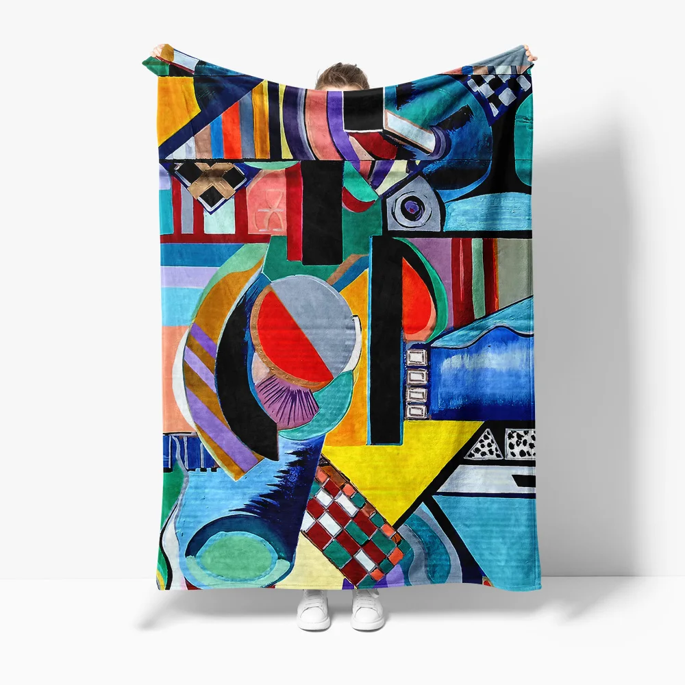 

Одеяло с абстрактным геометрическим узором, современное искусство, диван-кровать, декоративное одеяло для гостиной, подарок