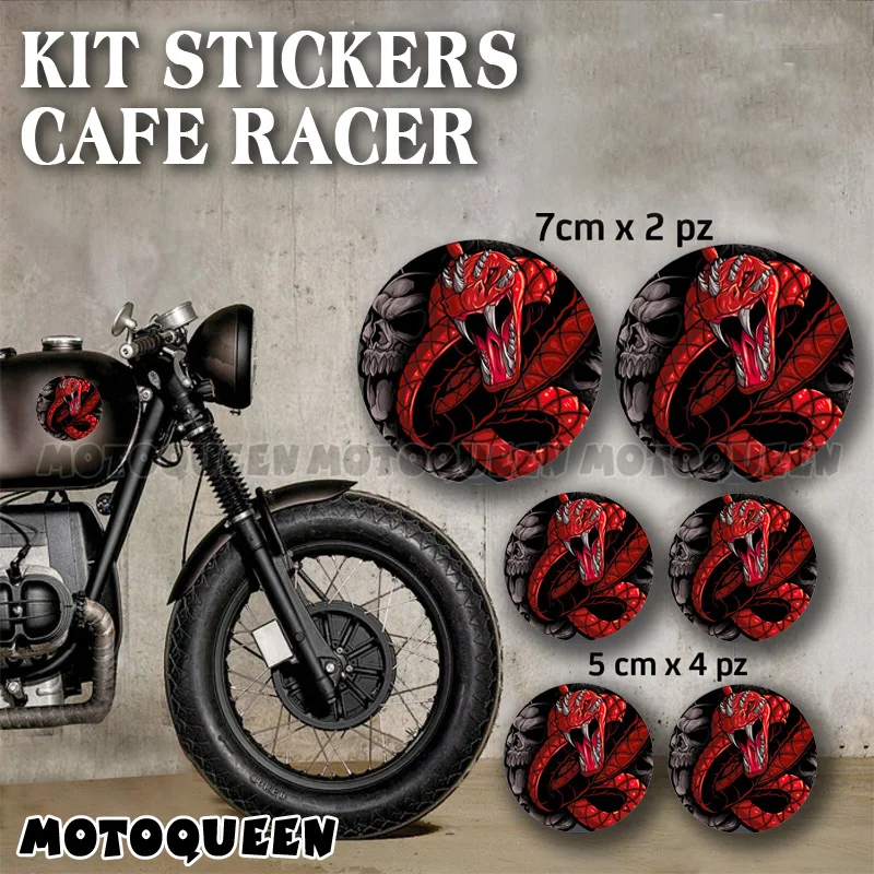 Motorcycle Tank Pad Windshield Helmet Side Cover Box Trunk Cobra Snake Decals Kit Set Stickers for Retro Car Motorbike Rider