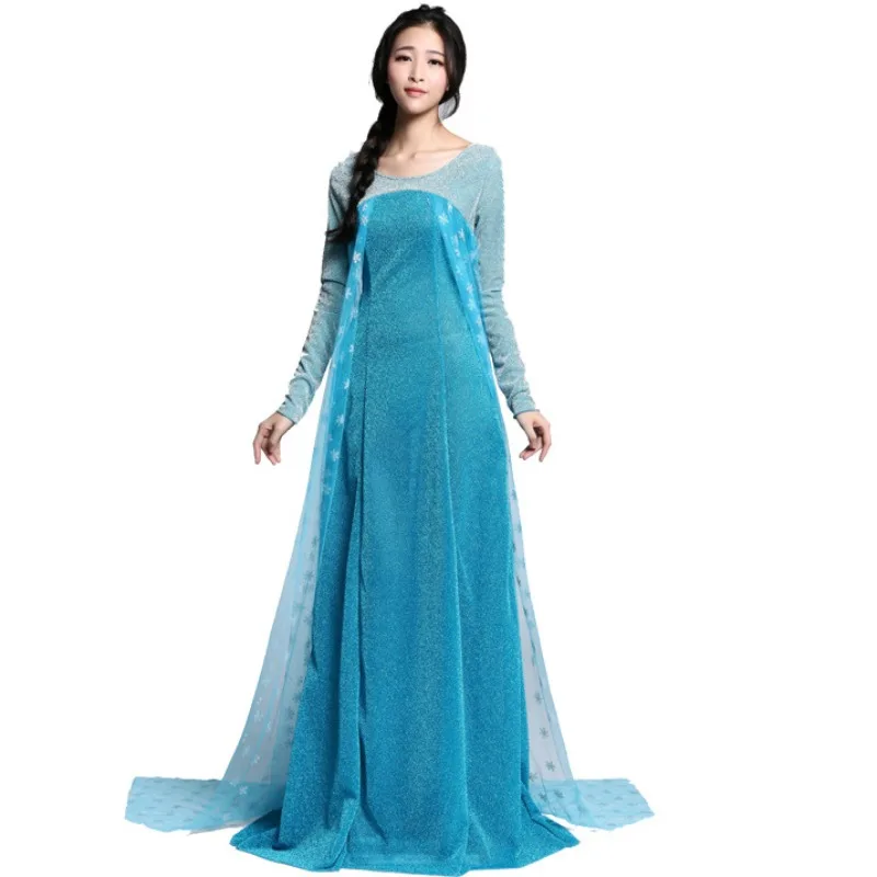 2024 Disney Frozen Adult Women Dresses Princess Elsa Dress Frozen Dress Adult Stage Cosplay Costume Dresses Girls Lovely Clothes