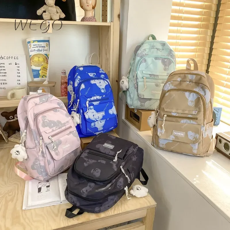 Mochila escolar estampada para estudiantes, bolsa de viaje de gran capacidad, bolsa de ordenador para estudiantes de secundaria japonesa Simple